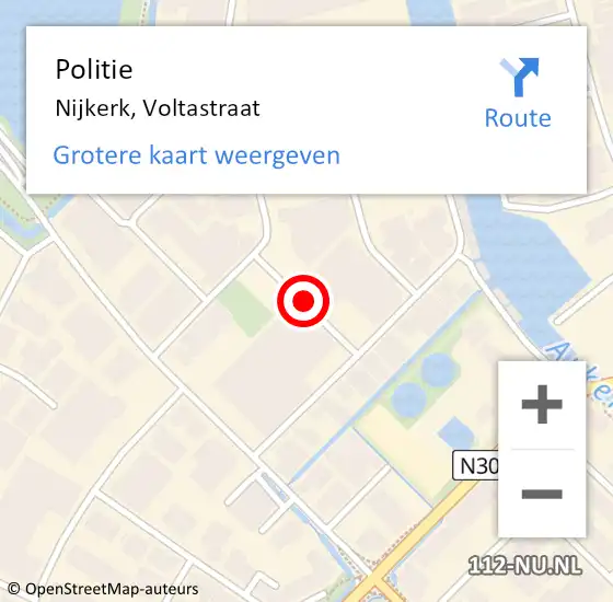 Locatie op kaart van de 112 melding: Politie Nijkerk, Voltastraat op 12 februari 2015 08:36