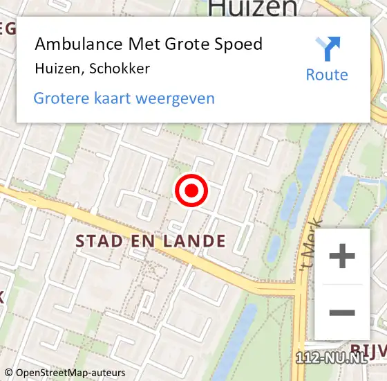 Locatie op kaart van de 112 melding: Ambulance Met Grote Spoed Naar Huizen, Schokker op 12 februari 2015 08:48