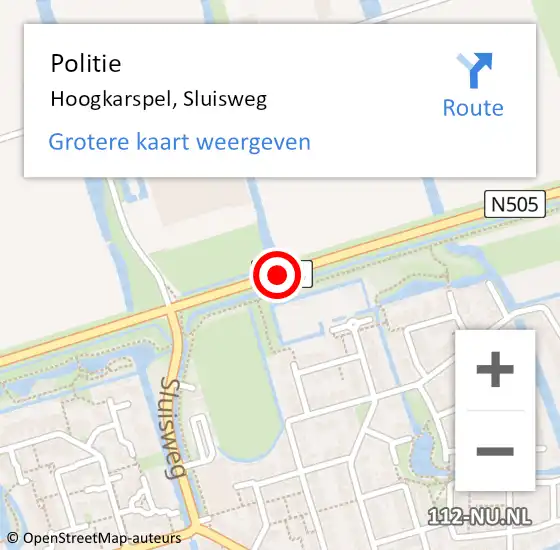 Locatie op kaart van de 112 melding: Politie Hoogkarspel, Sluisweg op 12 februari 2015 09:14