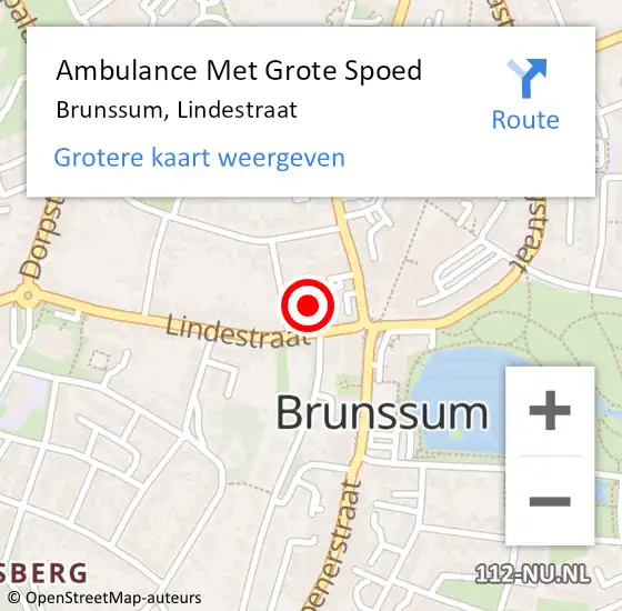 Locatie op kaart van de 112 melding: Ambulance Met Grote Spoed Naar Brunssum, Lindestraat op 12 februari 2015 10:01