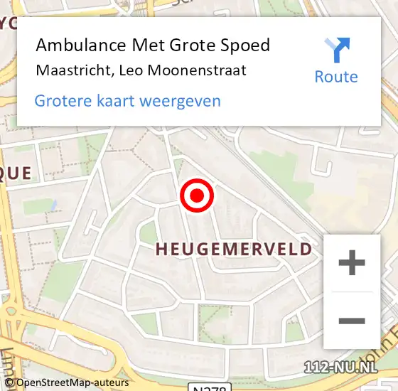 Locatie op kaart van de 112 melding: Ambulance Met Grote Spoed Naar Maastricht, Leo Moonenstraat op 12 februari 2015 10:41