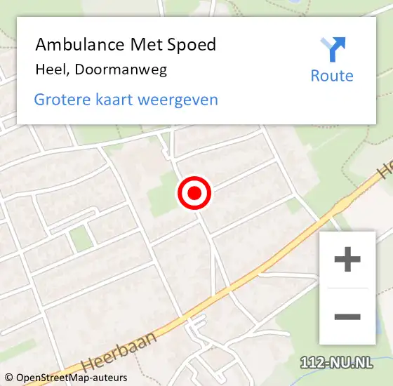 Locatie op kaart van de 112 melding: Ambulance Met Spoed Naar Heel, Doormanweg op 12 februari 2015 12:05