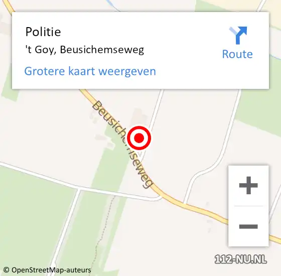 Locatie op kaart van de 112 melding: Politie 't Goy, Beusichemseweg op 12 februari 2015 13:42