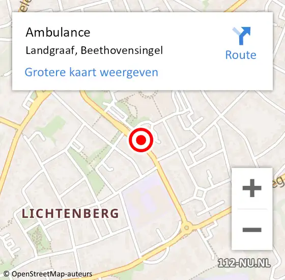 Locatie op kaart van de 112 melding: Ambulance Landgraaf, Beethovensingel op 12 februari 2015 14:08