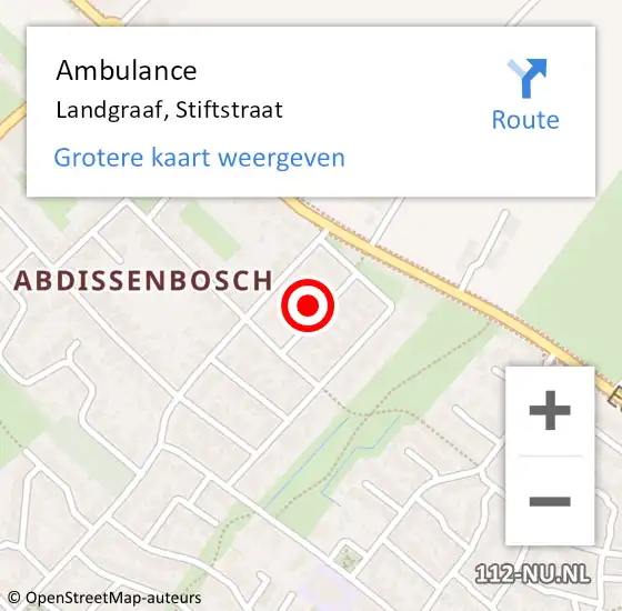 Locatie op kaart van de 112 melding: Ambulance Landgraaf, Stiftstraat op 12 februari 2015 14:08