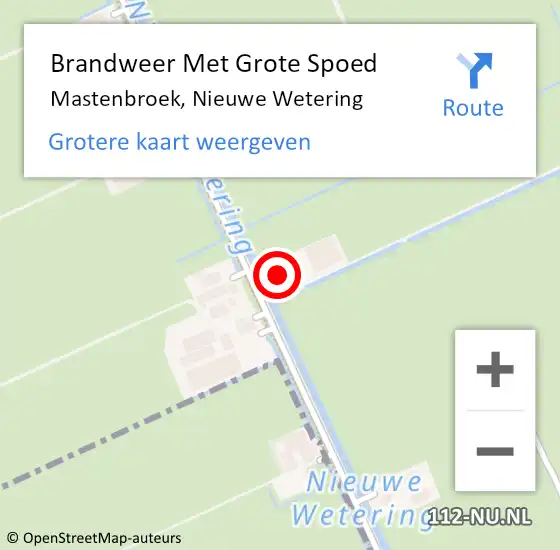 Locatie op kaart van de 112 melding: Brandweer Met Grote Spoed Naar Mastenbroek, Nieuwe Wetering op 12 februari 2015 14:25