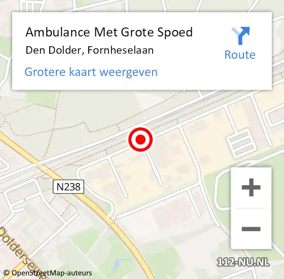 Locatie op kaart van de 112 melding: Ambulance Met Grote Spoed Naar Den Dolder, Fornheselaan op 12 februari 2015 14:28