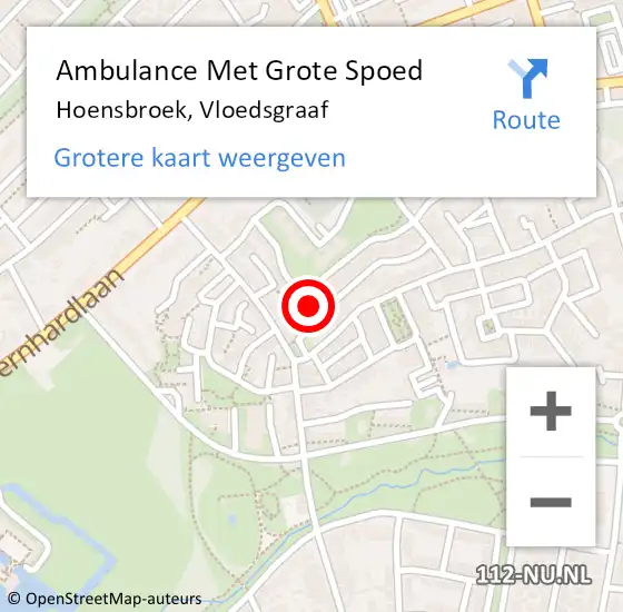 Locatie op kaart van de 112 melding: Ambulance Met Grote Spoed Naar Hoensbroek, Vloedsgraaf op 12 februari 2015 14:35