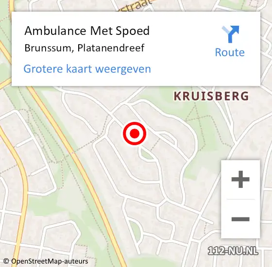 Locatie op kaart van de 112 melding: Ambulance Met Spoed Naar Brunssum, Platanendreef op 12 februari 2015 14:48