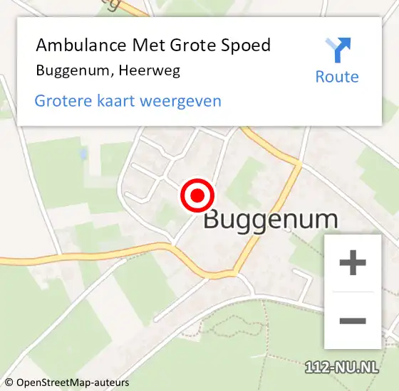 Locatie op kaart van de 112 melding: Ambulance Met Grote Spoed Naar Buggenum, Heerweg op 12 februari 2015 15:01