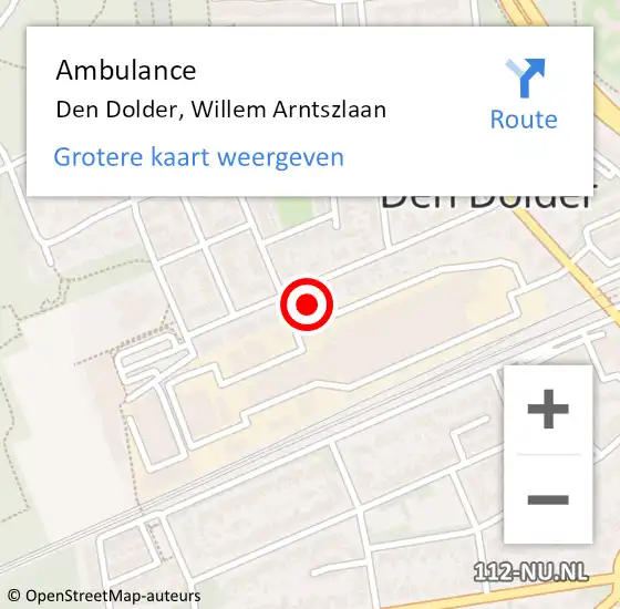 Locatie op kaart van de 112 melding: Ambulance Den Dolder, Willem Arntszlaan op 12 februari 2015 15:50