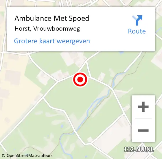 Locatie op kaart van de 112 melding: Ambulance Met Spoed Naar Horst, Vrouwboomweg op 12 februari 2015 15:54