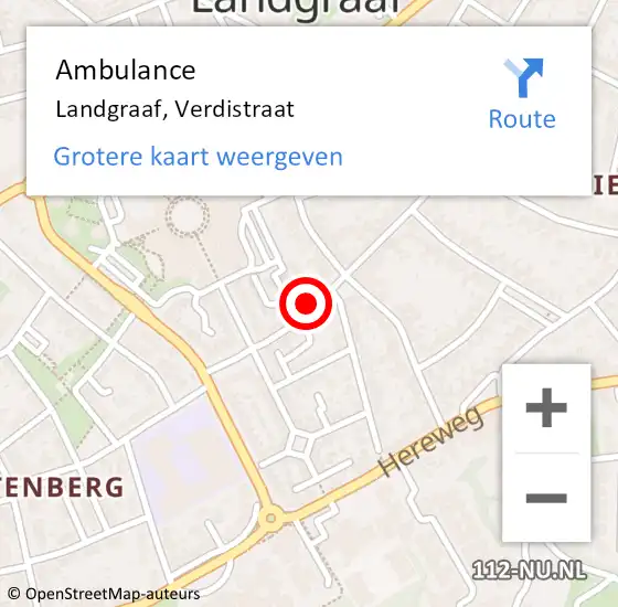 Locatie op kaart van de 112 melding: Ambulance Landgraaf, Verdistraat op 12 februari 2015 16:02