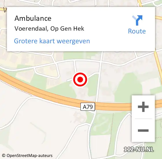 Locatie op kaart van de 112 melding: Ambulance Voerendaal, Op Gen Hek op 12 februari 2015 16:05