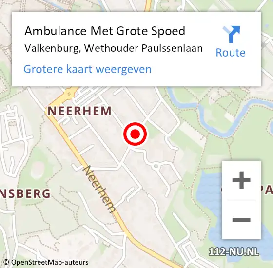 Locatie op kaart van de 112 melding: Ambulance Met Grote Spoed Naar Valkenburg, Wethouder Paulssenlaan op 12 februari 2015 16:25