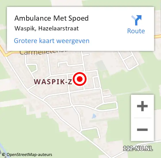 Locatie op kaart van de 112 melding: Ambulance Met Spoed Naar Waspik, Hazelaarstraat op 29 oktober 2013 15:41