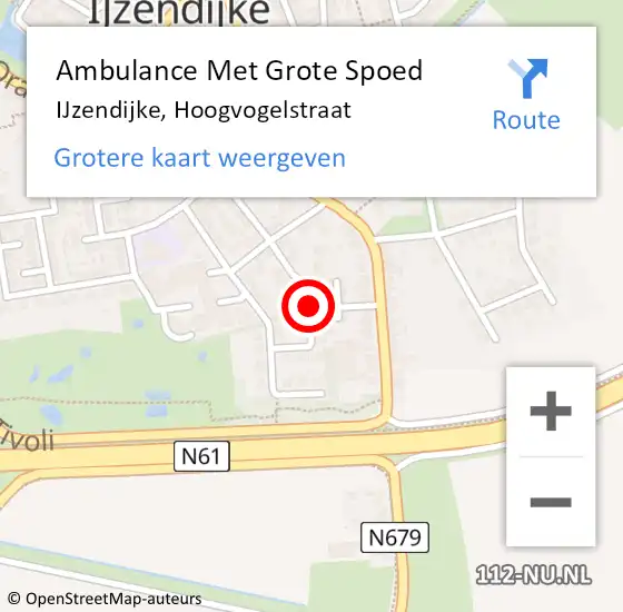 Locatie op kaart van de 112 melding: Ambulance Met Grote Spoed Naar IJzendijke, Hoogvogelstraat op 12 februari 2015 16:56