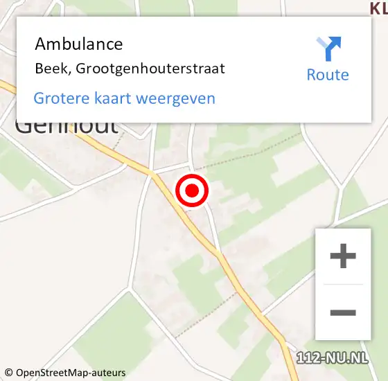 Locatie op kaart van de 112 melding: Ambulance Beek, Grootgenhouterstraat op 12 februari 2015 16:59