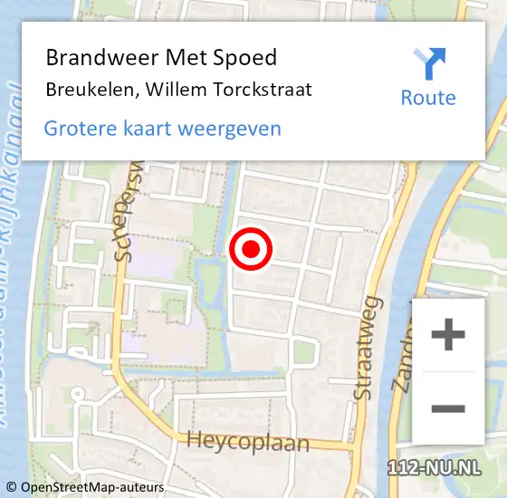 Locatie op kaart van de 112 melding: Brandweer Met Spoed Naar Breukelen, Willem Torckstraat op 12 februari 2015 17:13