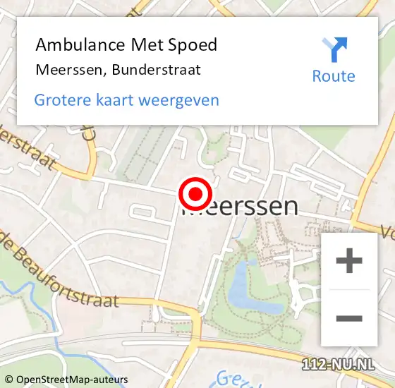 Locatie op kaart van de 112 melding: Ambulance Met Spoed Naar Meerssen, Bunderstraat op 12 februari 2015 17:13