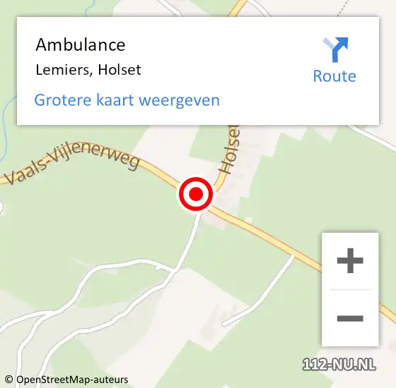Locatie op kaart van de 112 melding: Ambulance Lemiers, Holset op 12 februari 2015 17:22