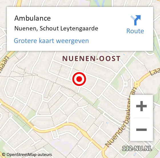 Locatie op kaart van de 112 melding: Ambulance Nuenen, Schout Leytengaarde op 12 februari 2015 17:41