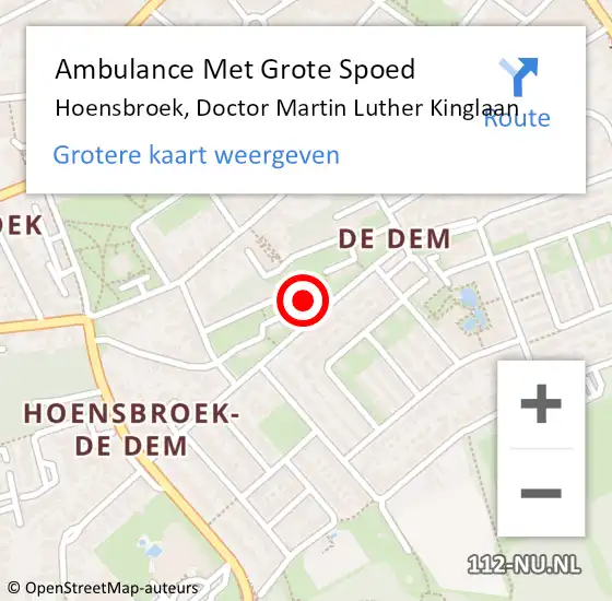 Locatie op kaart van de 112 melding: Ambulance Met Grote Spoed Naar Hoensbroek, Doctor Martin Luther Kinglaan op 12 februari 2015 18:42