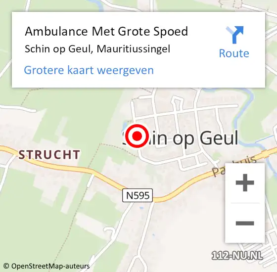 Locatie op kaart van de 112 melding: Ambulance Met Grote Spoed Naar Schin op Geul, Mauritiussingel op 12 februari 2015 19:24