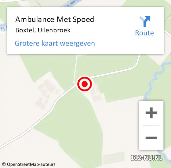 Locatie op kaart van de 112 melding: Ambulance Met Spoed Naar Boxtel, Uilenbroek op 12 februari 2015 19:33