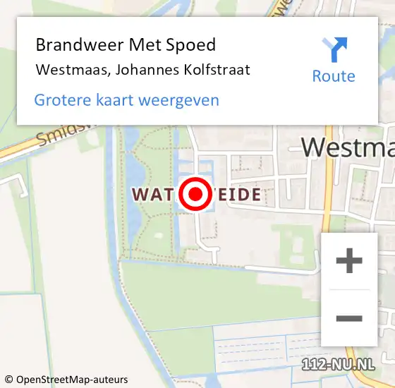 Locatie op kaart van de 112 melding: Brandweer Met Spoed Naar Westmaas, Johannes Kolfstraat op 29 oktober 2013 16:00