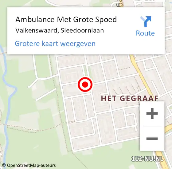 Locatie op kaart van de 112 melding: Ambulance Met Grote Spoed Naar Valkenswaard, Sleedoornlaan op 12 februari 2015 20:19