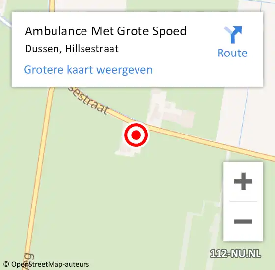 Locatie op kaart van de 112 melding: Ambulance Met Grote Spoed Naar Dussen, Hillsestraat op 12 februari 2015 20:33