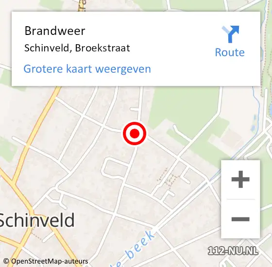 Locatie op kaart van de 112 melding: Brandweer Schinveld, Broekstraat op 12 februari 2015 20:39