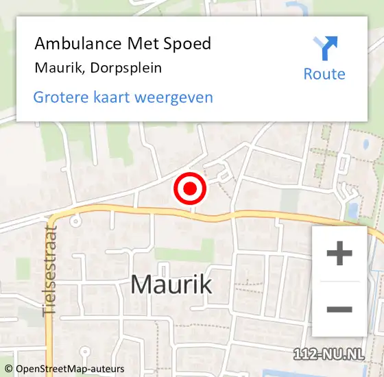 Locatie op kaart van de 112 melding: Ambulance Met Spoed Naar Maurik, Dorpsplein op 29 oktober 2013 16:10