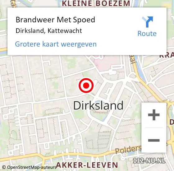 Locatie op kaart van de 112 melding: Brandweer Met Spoed Naar Dirksland, Kattewacht op 12 februari 2015 22:51