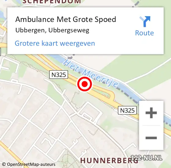 Locatie op kaart van de 112 melding: Ambulance Met Grote Spoed Naar Ubbergen, Ubbergseweg op 12 februari 2015 22:59