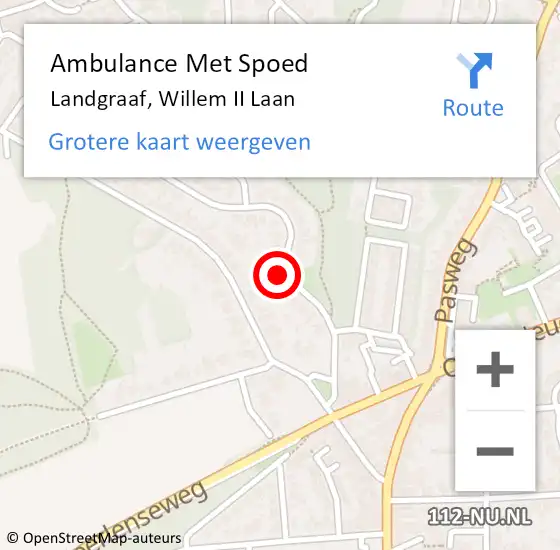 Locatie op kaart van de 112 melding: Ambulance Met Spoed Naar Landgraaf, Willem II Laan op 12 februari 2015 23:04