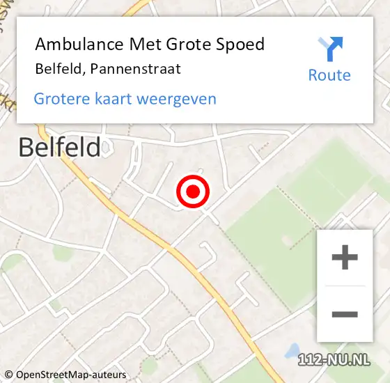 Locatie op kaart van de 112 melding: Ambulance Met Grote Spoed Naar Belfeld, Pannenstraat op 12 februari 2015 23:11