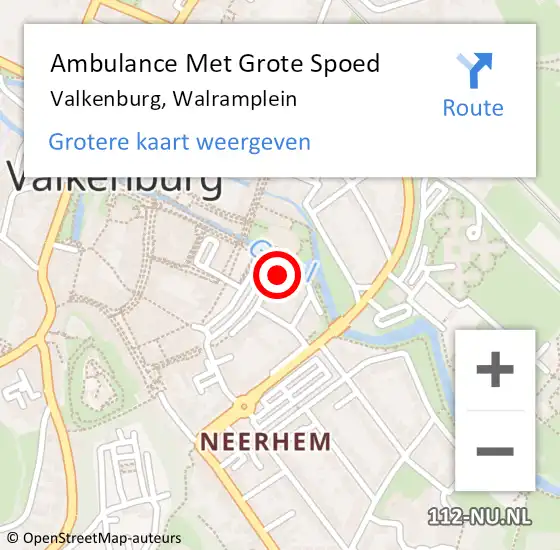 Locatie op kaart van de 112 melding: Ambulance Met Grote Spoed Naar Valkenburg, Walramplein op 13 februari 2015 00:09