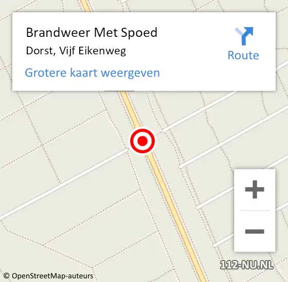 Locatie op kaart van de 112 melding: Brandweer Met Spoed Naar Dorst, Vijf Eikenweg op 13 februari 2015 00:13