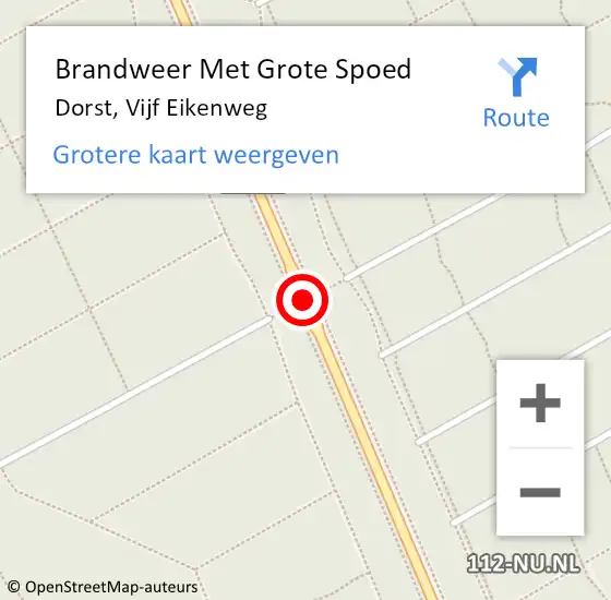 Locatie op kaart van de 112 melding: Brandweer Met Grote Spoed Naar Dorst, Vijf Eikenweg op 13 februari 2015 00:19