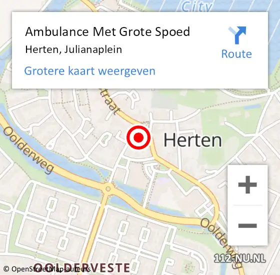 Locatie op kaart van de 112 melding: Ambulance Met Grote Spoed Naar Herten, Julianaplein op 13 februari 2015 00:45