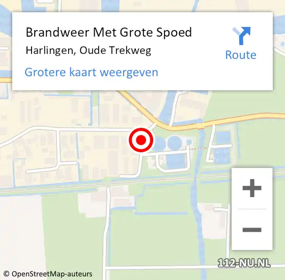 Locatie op kaart van de 112 melding: Brandweer Met Grote Spoed Naar Harlingen, Oude Trekweg op 13 februari 2015 00:49