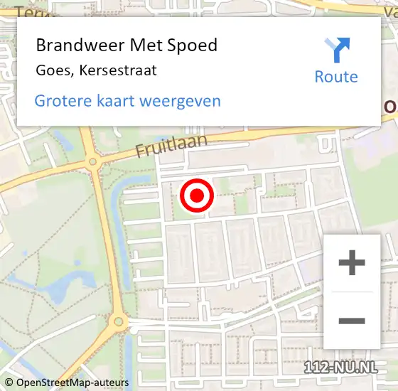 Locatie op kaart van de 112 melding: Brandweer Met Spoed Naar Goes, Kersestraat op 13 februari 2015 01:34