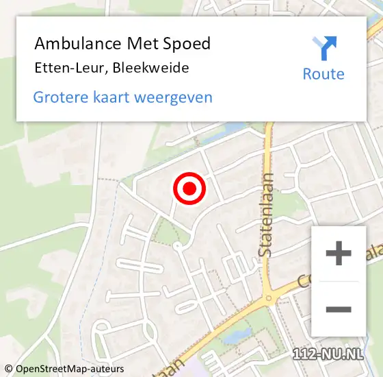 Locatie op kaart van de 112 melding: Ambulance Met Spoed Naar Etten-Leur, Bleekweide op 13 februari 2015 04:29