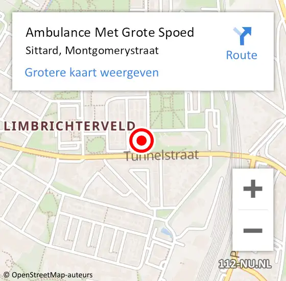 Locatie op kaart van de 112 melding: Ambulance Met Grote Spoed Naar Sittard, Montgomerystraat op 29 oktober 2013 16:21