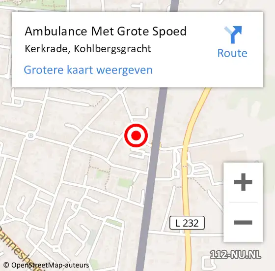 Locatie op kaart van de 112 melding: Ambulance Met Grote Spoed Naar Kerkrade, Kohlbergsgracht op 13 februari 2015 05:25