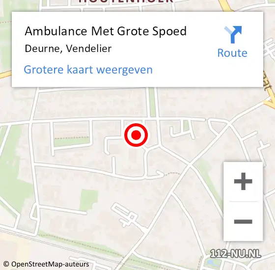 Locatie op kaart van de 112 melding: Ambulance Met Grote Spoed Naar Deurne, Vendelier op 13 februari 2015 05:32