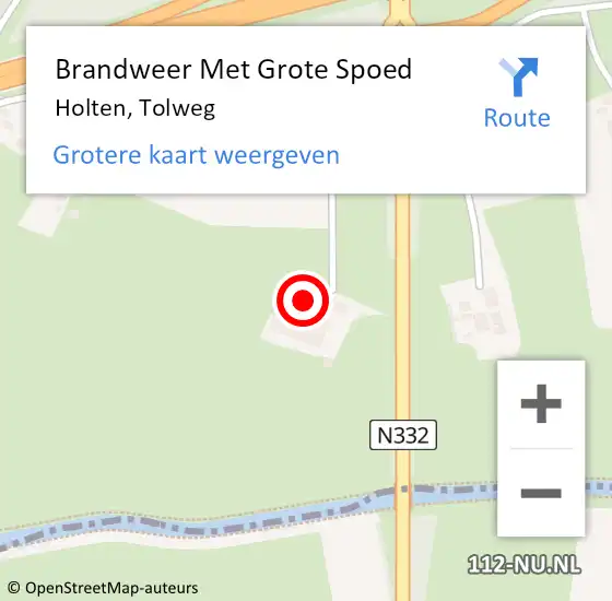 Locatie op kaart van de 112 melding: Brandweer Met Grote Spoed Naar Holten, Tolweg op 13 februari 2015 05:53