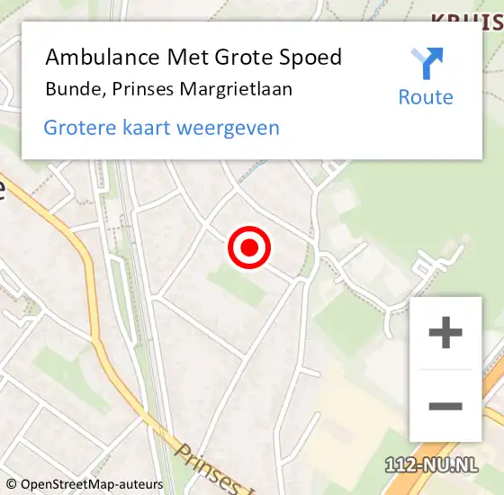 Locatie op kaart van de 112 melding: Ambulance Met Grote Spoed Naar Bunde, Prinses Margrietlaan op 13 februari 2015 06:40